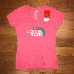 Pink North Face Logo Tee